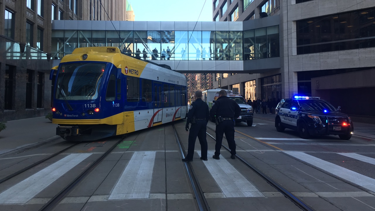 Light rail train derails in downtown...
